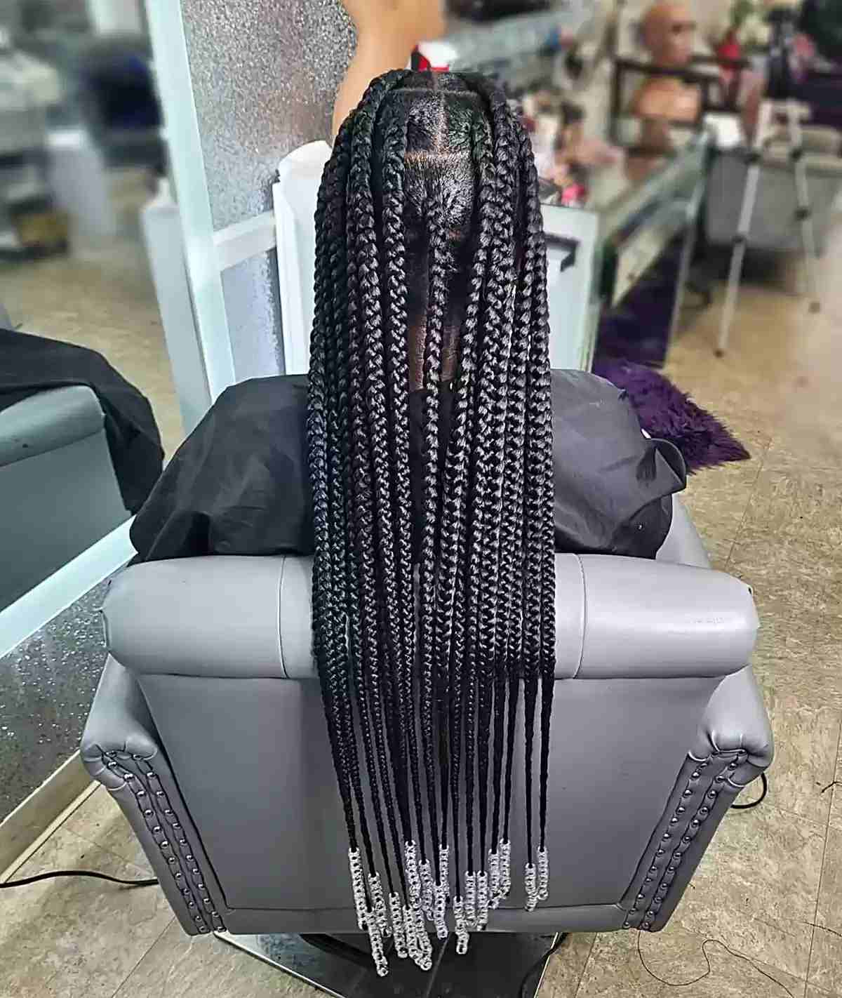 Mid-Back Box Braids With Square Parts Mid-Back Box Braids With Square Parts — Classy Knotless Hairstyles