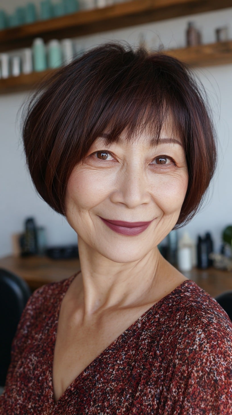 Chin Length Bob With Soft Full Fringe Chin Length Bob With Soft Full Fringe — Classy Korean Haircuts