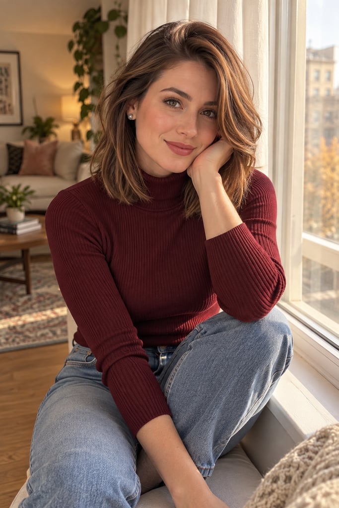 Collarbone Blowout With Caramel Highlights and Curtain Bangs Collarbone Blowout With Caramel Highlights and Curtain Bangs — Classy Latina Hairstyles