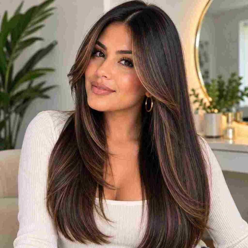 Mid-Back Length With Face-Framing Layers Mid-Back Length With Face-Framing Layers — Classy Latina Hairstyles