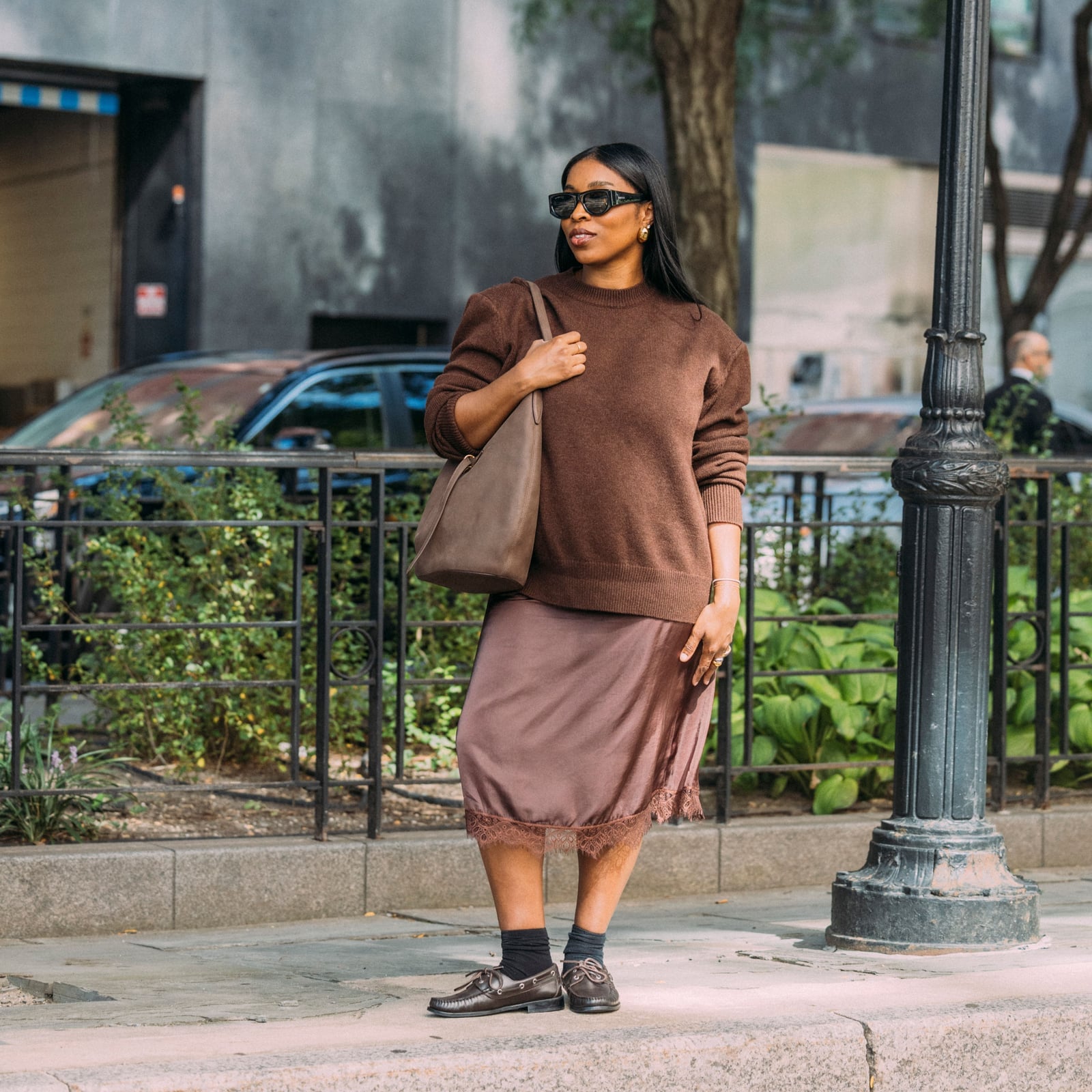 Crewneck Sweater Over Slip Skirt Crewneck Sweater Over Slip Skirt — Classy Layered Ideas