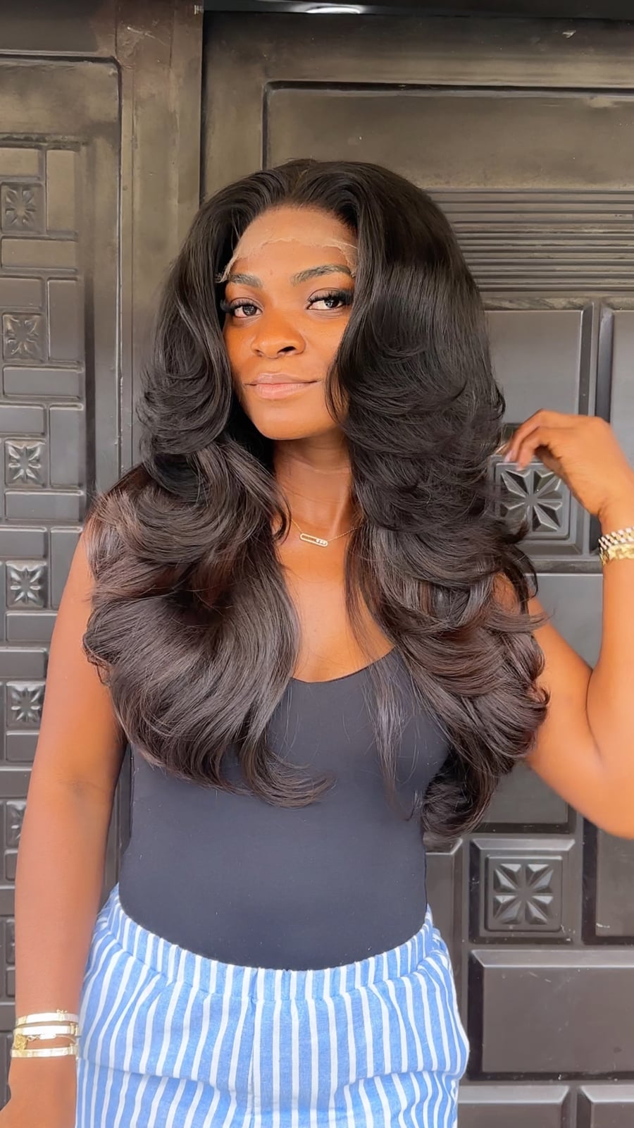 Black Layered Bob With Voluminous Blowout Black Layered Bob With Voluminous Blowout — Classy Layers Wig
