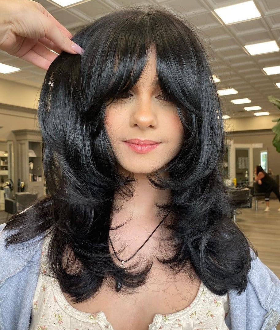 Black Mid-Back Wig With Dramatic Long Layers Black Mid-Back Wig With Dramatic Long Layers — Classy Layers Wig