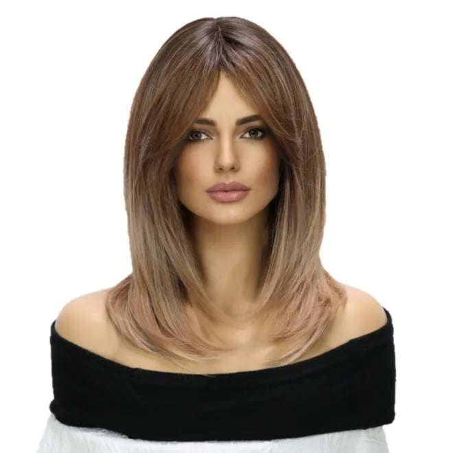 Fine Straight Collarbone Cut With Curtain Bangs Fine Straight Collarbone Cut With Curtain Bangs — Classy Layers Wig