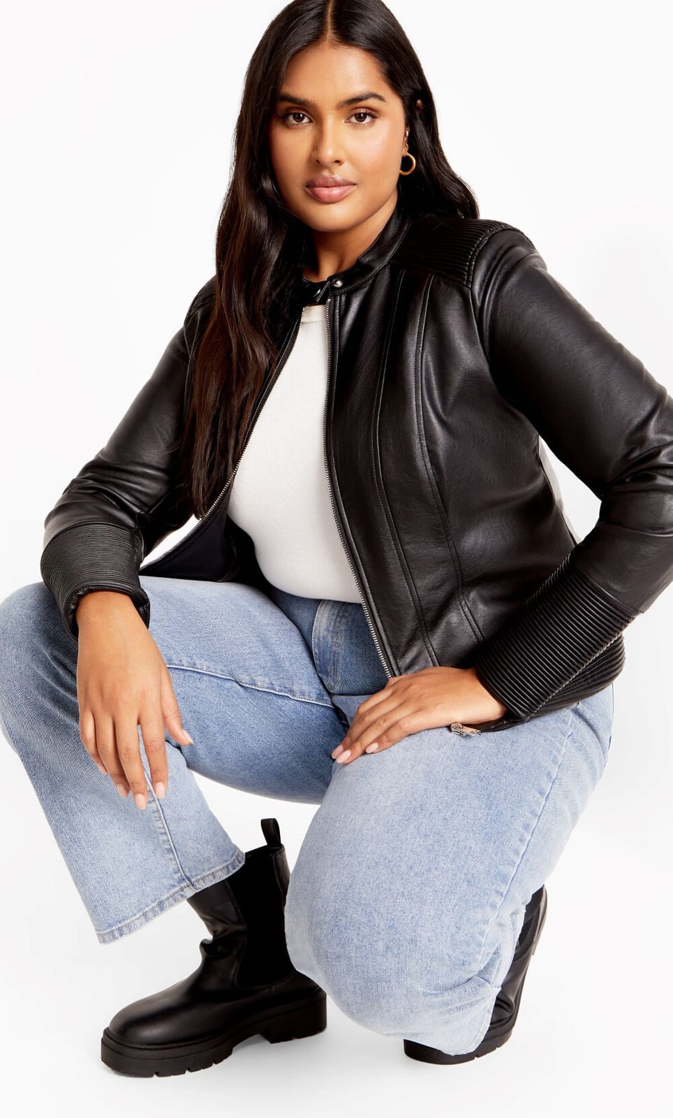 Black Faux Leather Moto Jacket with Jeans Black Faux Leather Moto Jacket with Jeans — Classy Leather Outfits