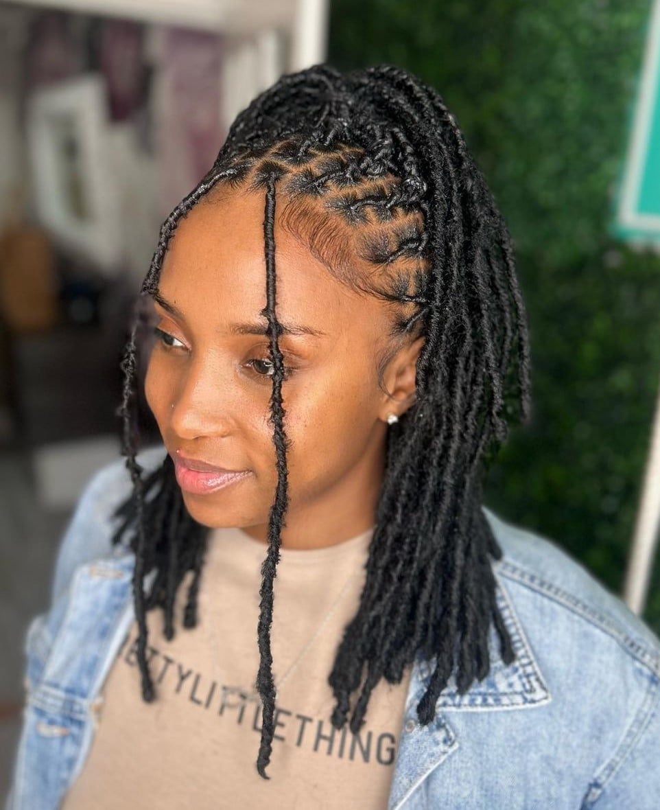 Collarbone Wavy Black Locs Ponytail — Classy Length Locs