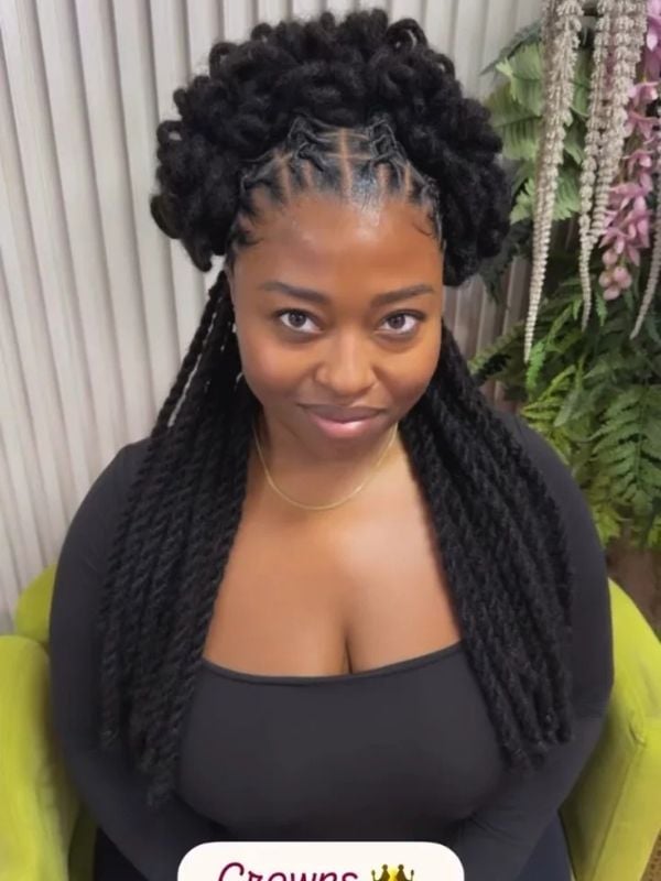 Mid-Back Braided Black Locs, Middle — Classy Length Locs