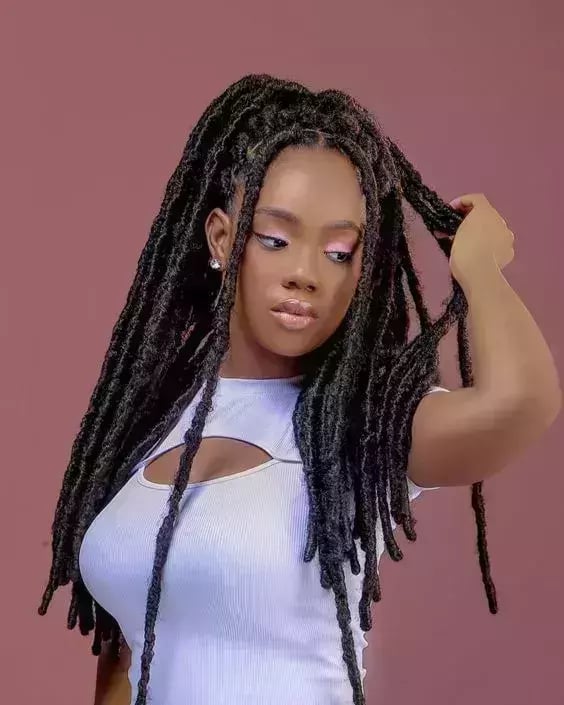 Mid-Back Wavy Black Soft Locs Ponytail — Classy Length Locs