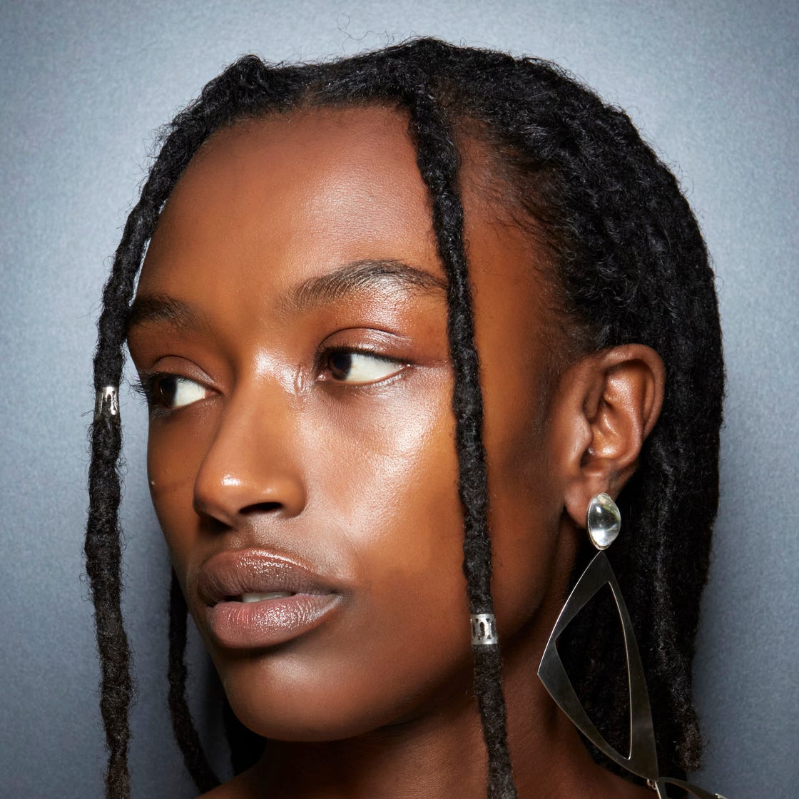 Shoulder Length Wavy Black Locs Metal Cuffs — Classy Length Locs
