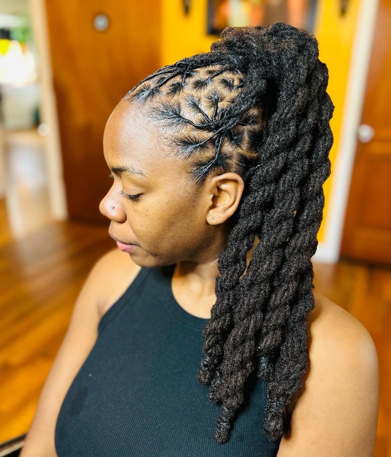 Mid-Back Dark Brown Locs Auburn Undertones — Classy Length Locs