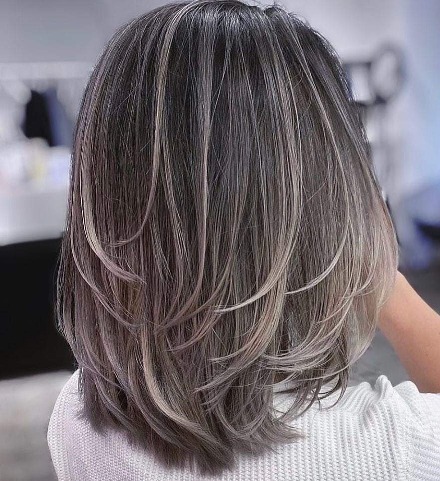 Collarbone Layered Bob With Ash Blonde Highlights Collarbone Layered Bob With Ash Blonde Highlights — Classy Lengths Haircut