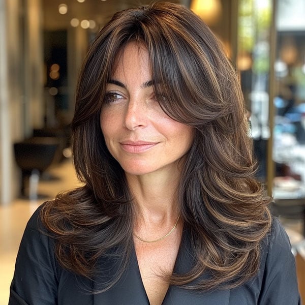 Mid-Back Length With Voluminous Face-Framing Layers Mid-Back Length With Voluminous Face-Framing Layers — Classy Lengths Haircut