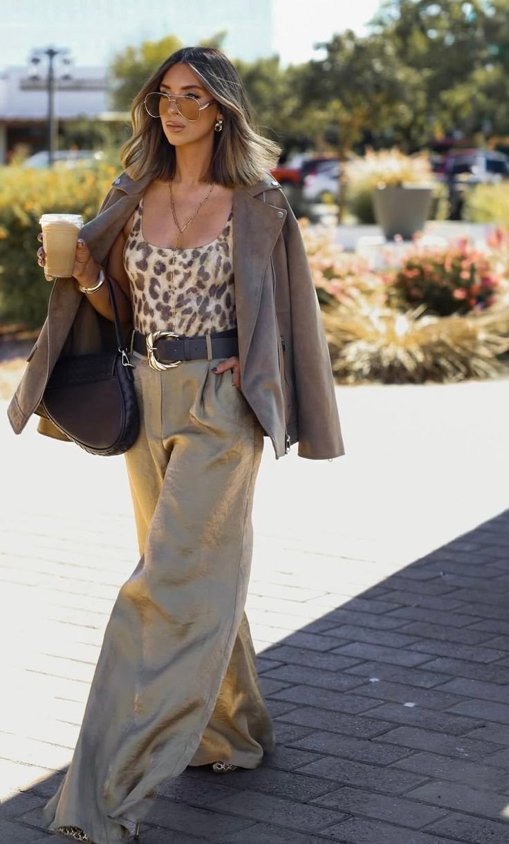 Leopard Camisole With Satin Pants Leopard Camisole With Satin Pants — Classy Leopard Outfits