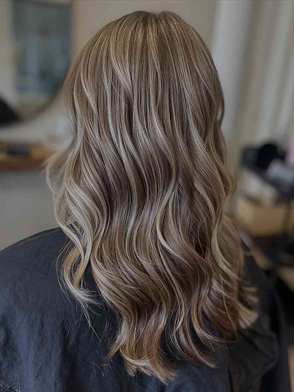 Shoulder Length Waves With Natural Contrast — Classy Light Brown Hair with Blonde