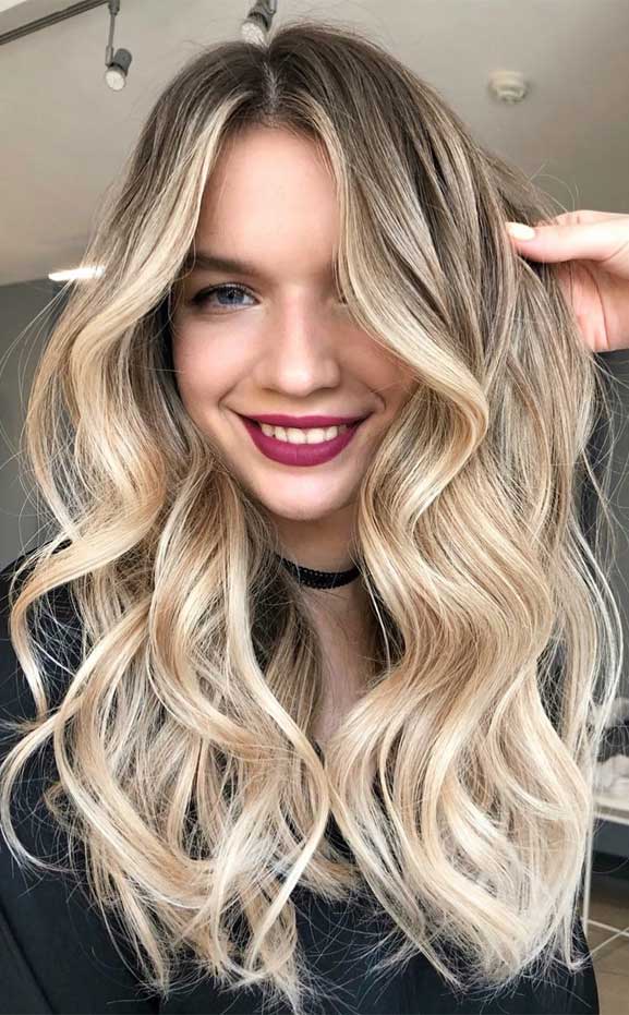 Mid-Back Voluminous Waves With Bright Highlights — Classy Light Brown Hair with Blonde