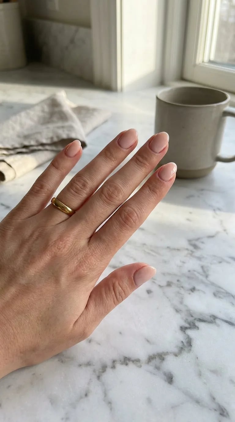 Sheer Natural Nude Short Oval Nails Sheer Natural Nude Short Oval Nails — Classy Light Nails