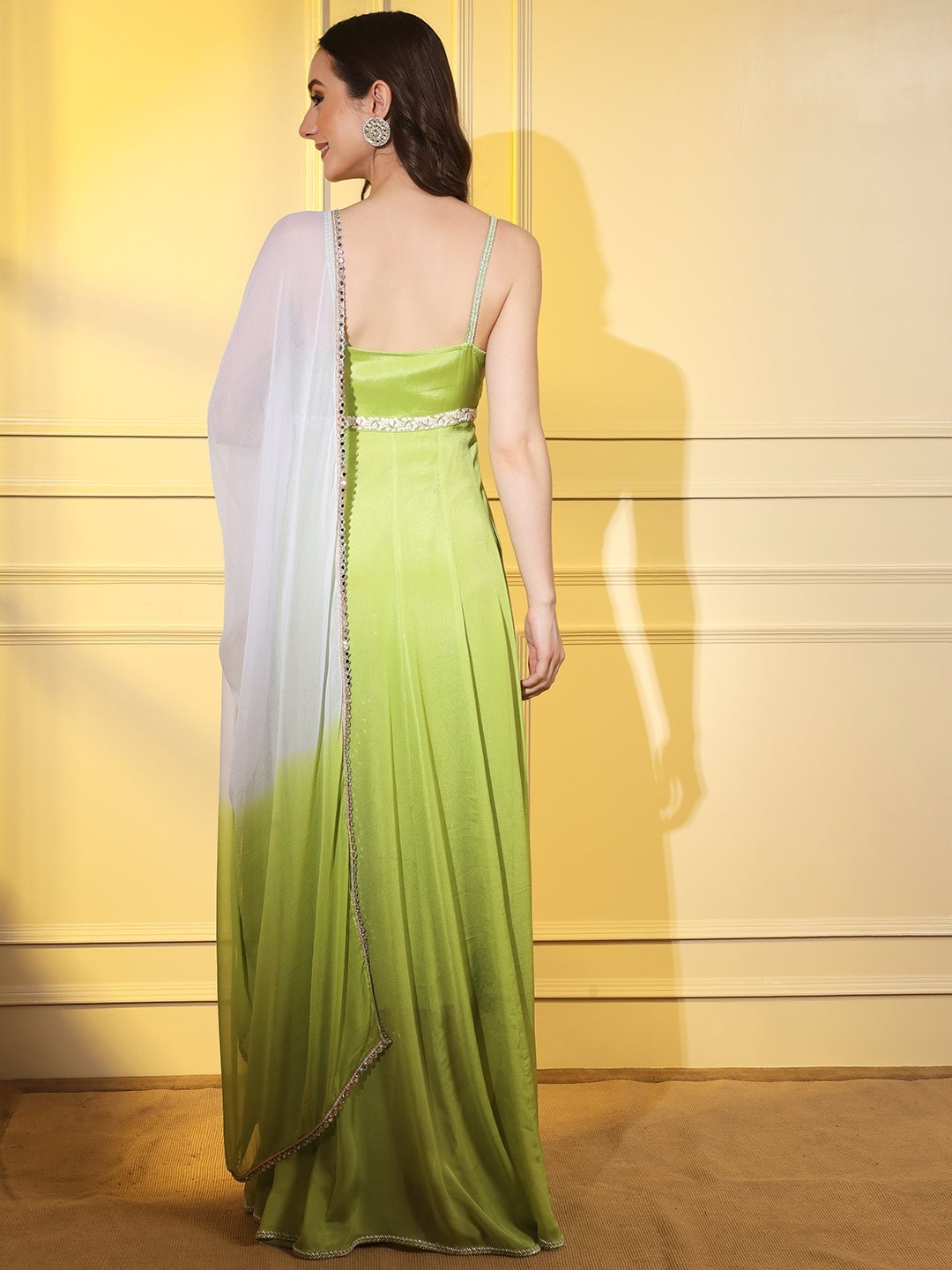 Lime Ankle-Length Dress with Embellished Belt and Dupatta Lime Ankle-Length Dress with Embellished Belt and Dupatta — Classy Lime Dress