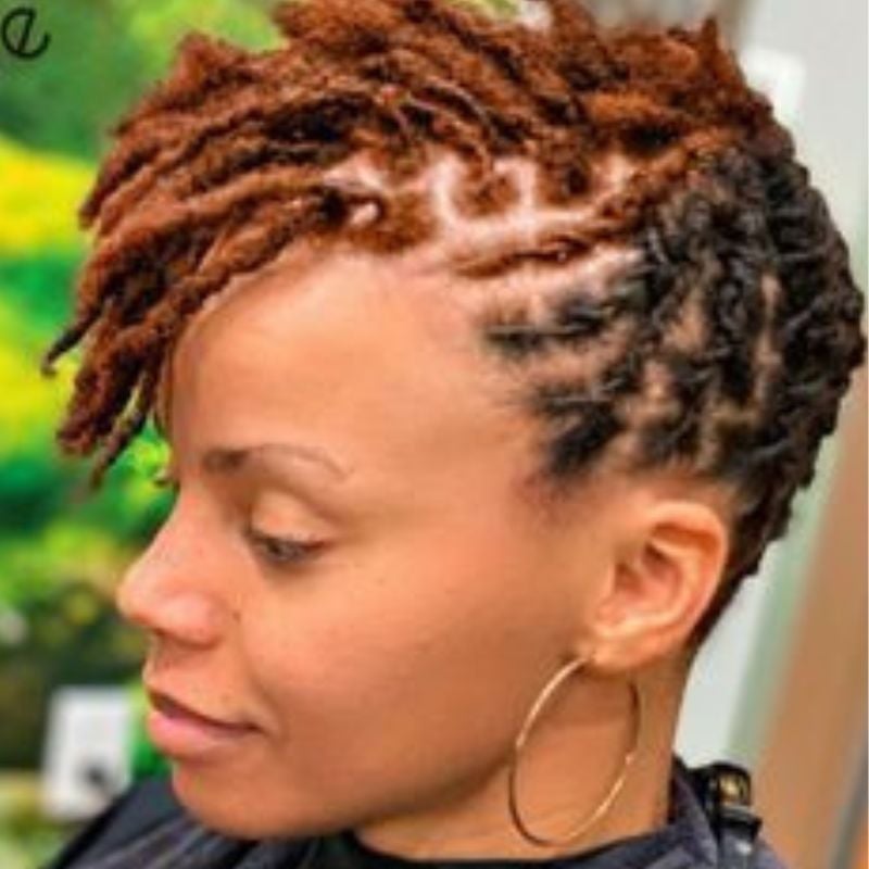 Two-Tone Undercut Locs With Swept Bangs Two-Tone Undercut Locs With Swept Bangs — Classy Locs Hair