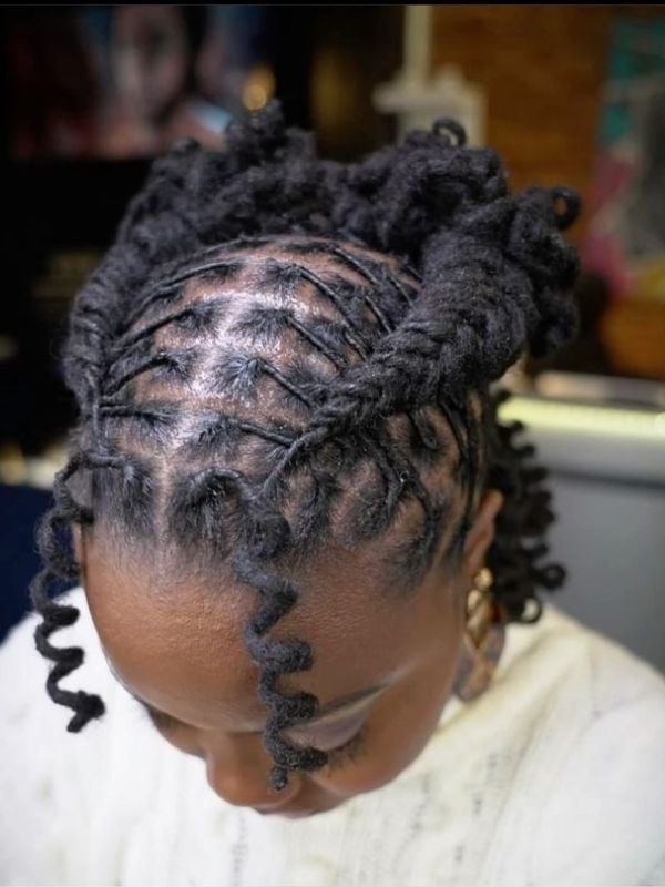 Black Locs Two Space Buns With Wrap Black Locs Two Space Buns With Wrap — Classy Locs Hair