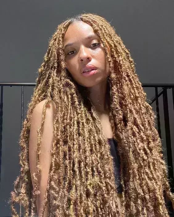 Honey Blonde Mid-Back Soft Locs Honey Blonde Mid-Back Soft Locs — Classy Locs Hair