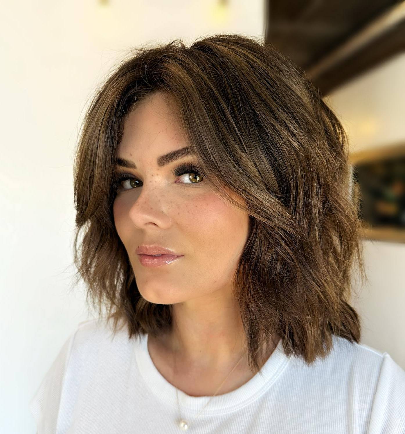 Medium Brown Choppy Bob With Layers Medium Brown Choppy Bob With Layers — Classy Long Bob Hairstyles