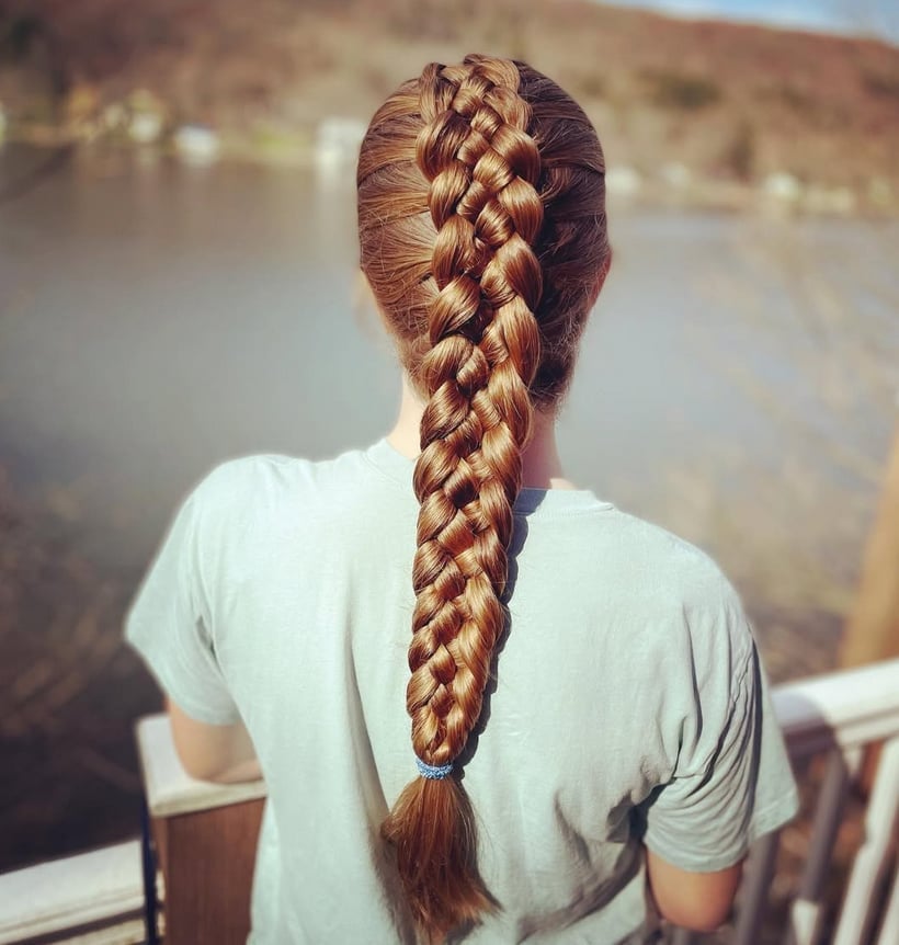 Medium Brown Braid With Auburn Highlights — Classy Long Braids