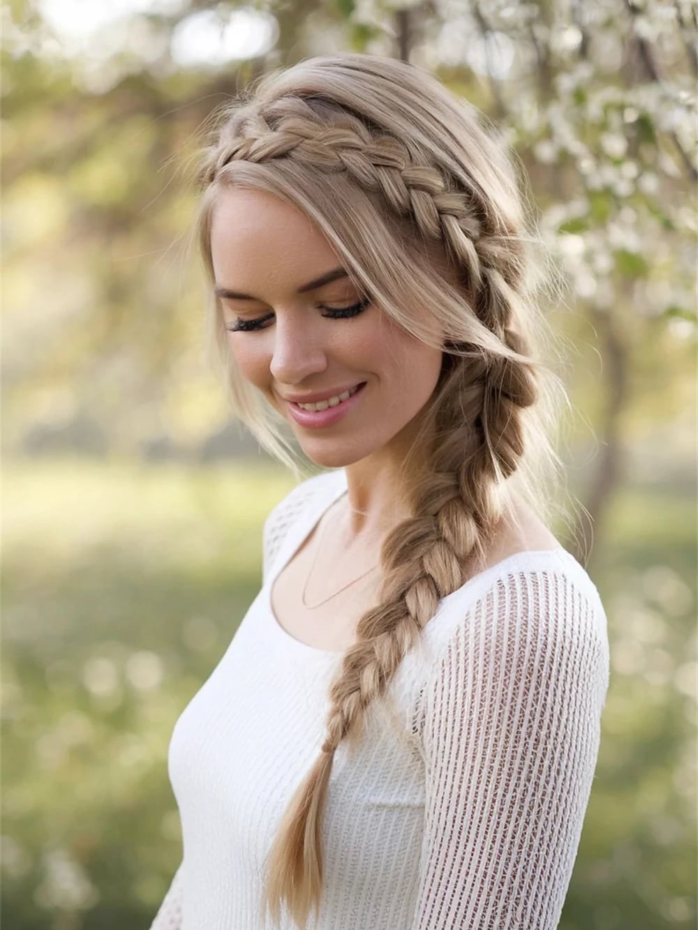 Ash Blonde Fishtail Braid With Accent Braids — Classy Long Braids