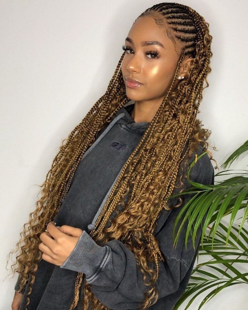 Honey Blonde Micro Braids Curls — Classy Long Braids