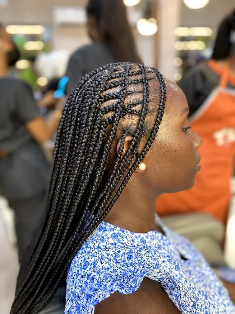 Box Braids With Geometric Parting — Classy Long Braids