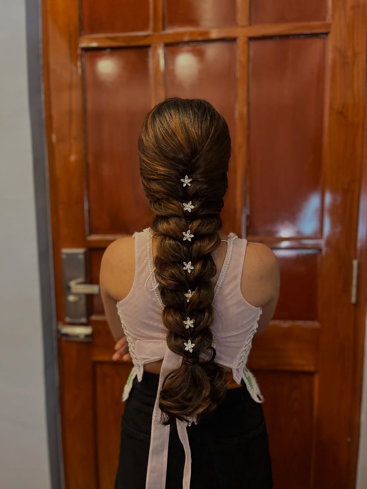 Thick Dark Brown Braid With Pins — Classy Long Braids