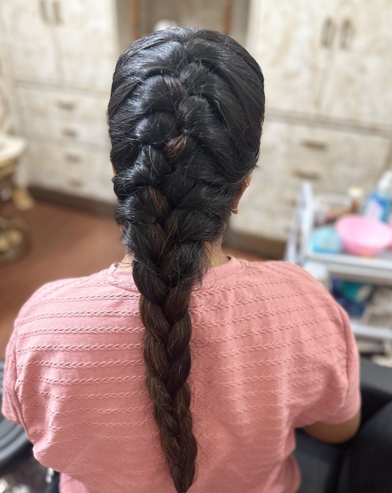 Thick Uniform Dark Brown Braid, Mid-Back — Classy Long Braids