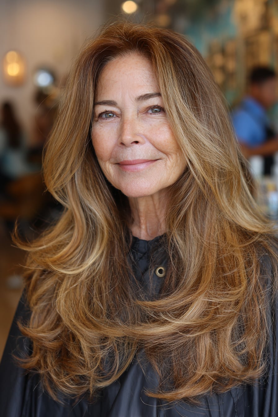 Mid-Back Warm Blonde With Side Part Layers — Classy Long Haircuts