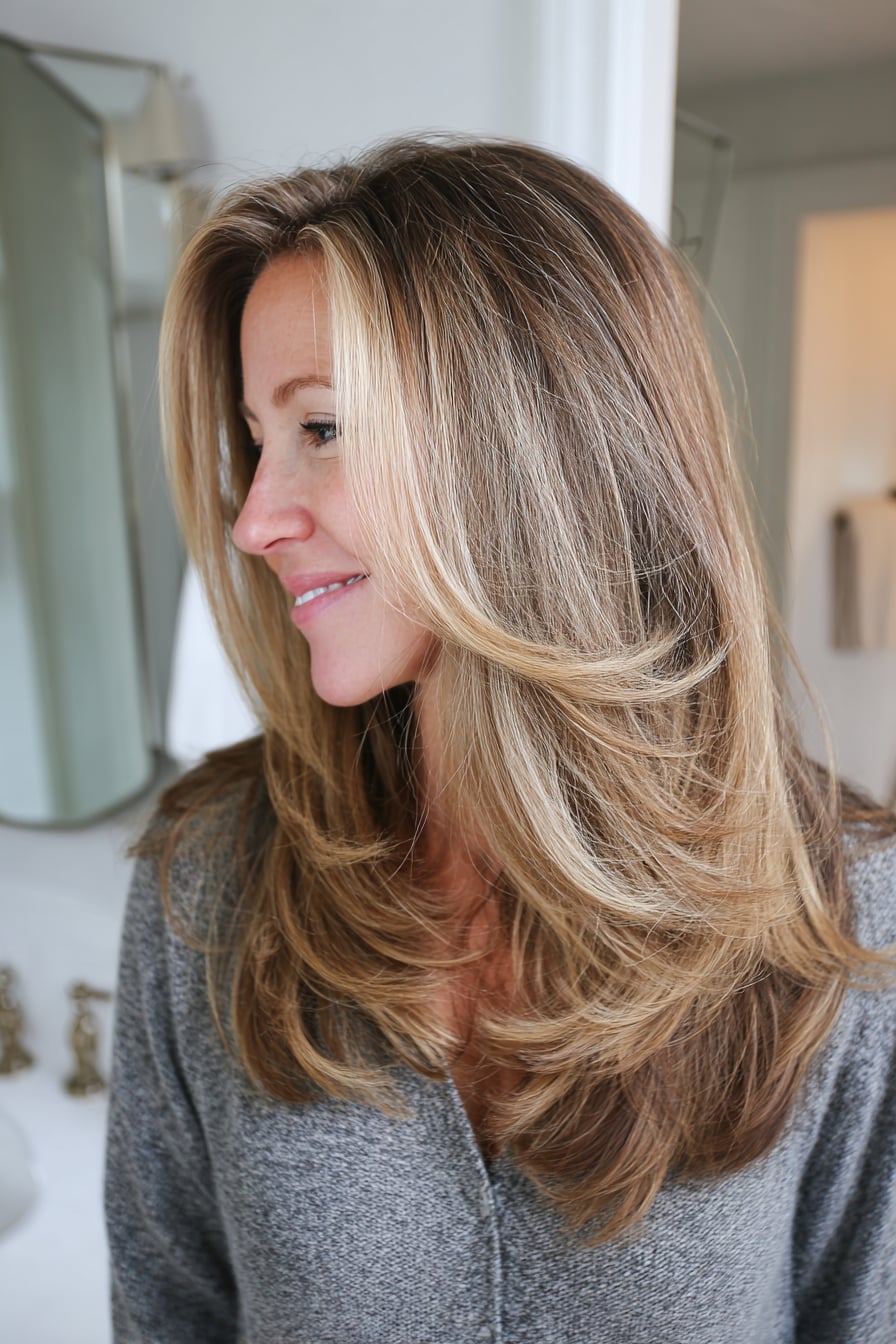 Mid-Back Blonde With Side Part Waves, Close-Up Take — Classy Long Haircuts