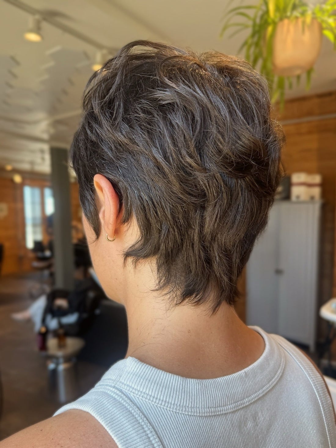 Layered Collarbone Pixie with Middle Part Layered Collarbone Pixie with Middle Part — Classy Long Pixie