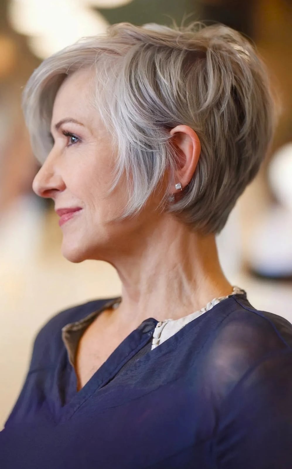 Soft Layered Grey Pixie Soft Layered Grey Pixie — Classy Long Pixie