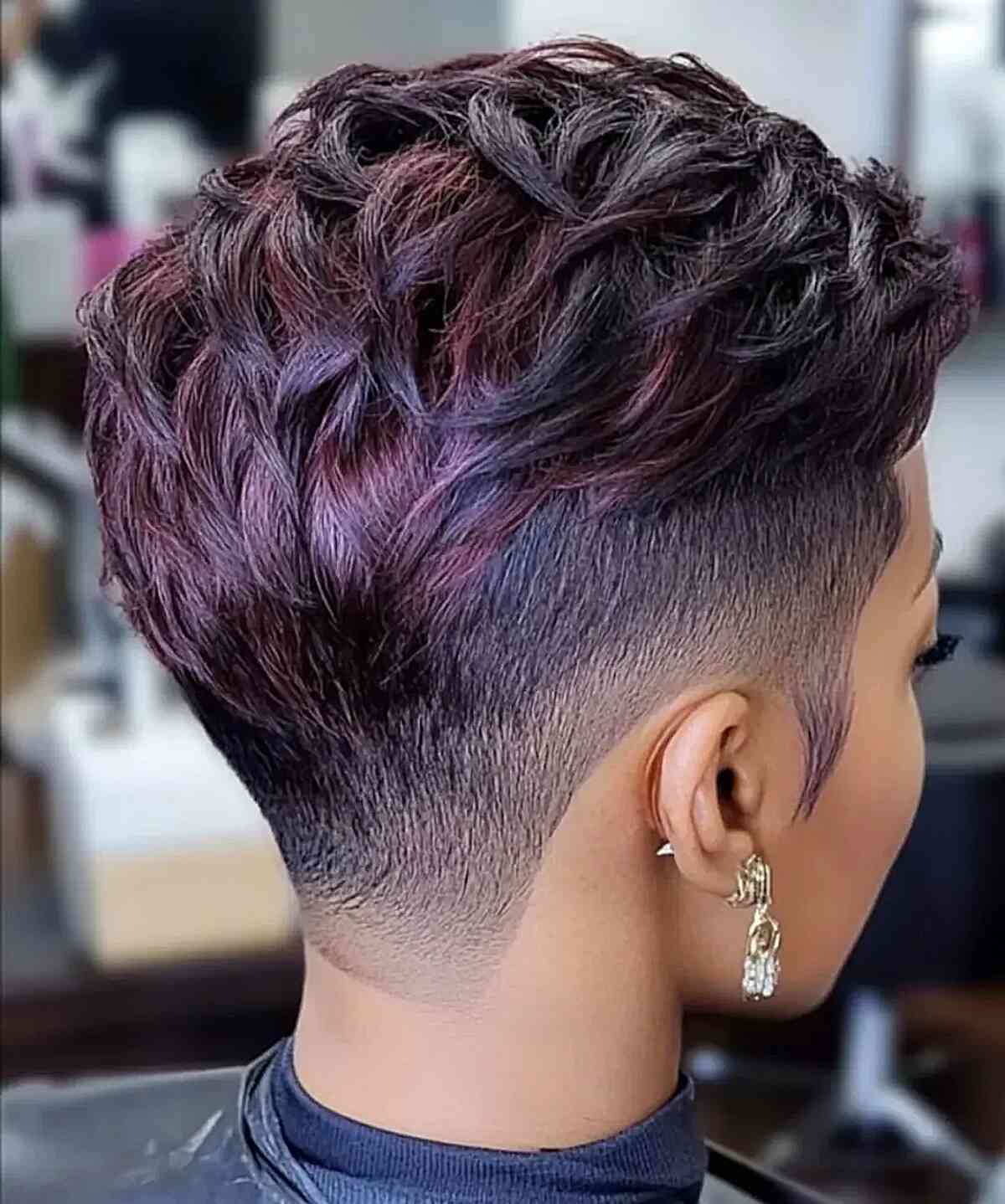 Undercut Pixie with Purple Highlights Undercut Pixie with Purple Highlights — Classy Long Pixie