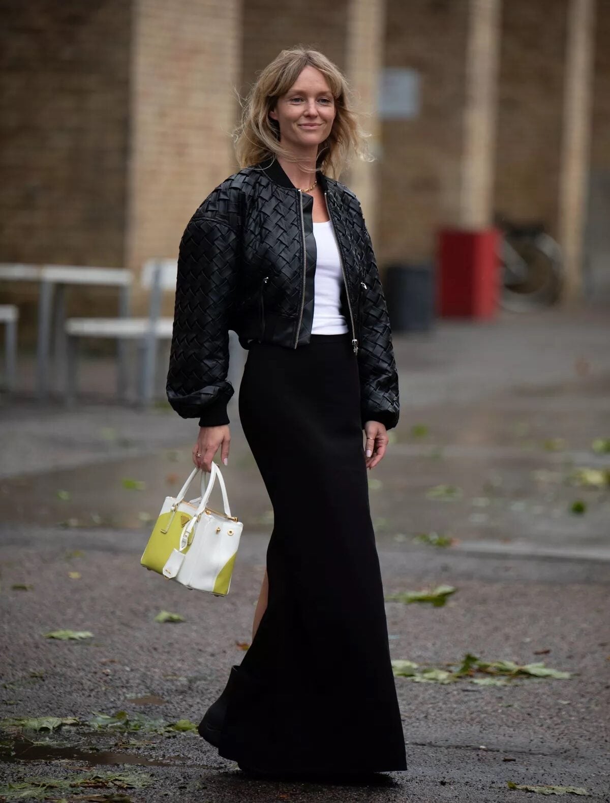 Casual Black Maxi Skirt with Bomber Jacket Casual Black Maxi Skirt with Bomber Jacket — Classy Long Skirt Outfits