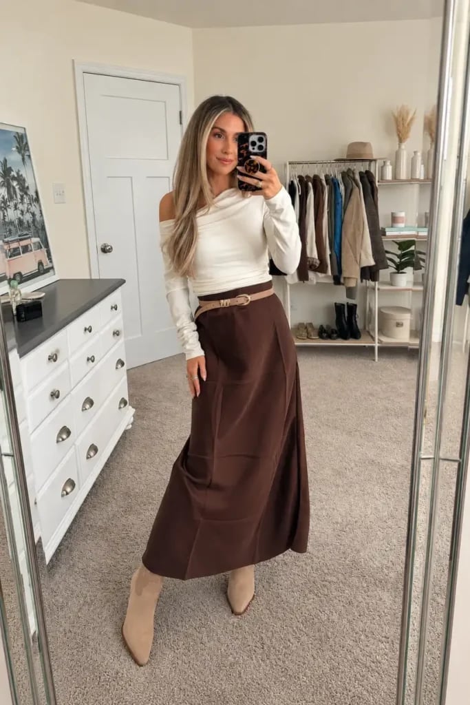 Autumn Casual Brown Wrap Maxi Skirt Autumn Casual Brown Wrap Maxi Skirt — Classy Long Skirt Outfits