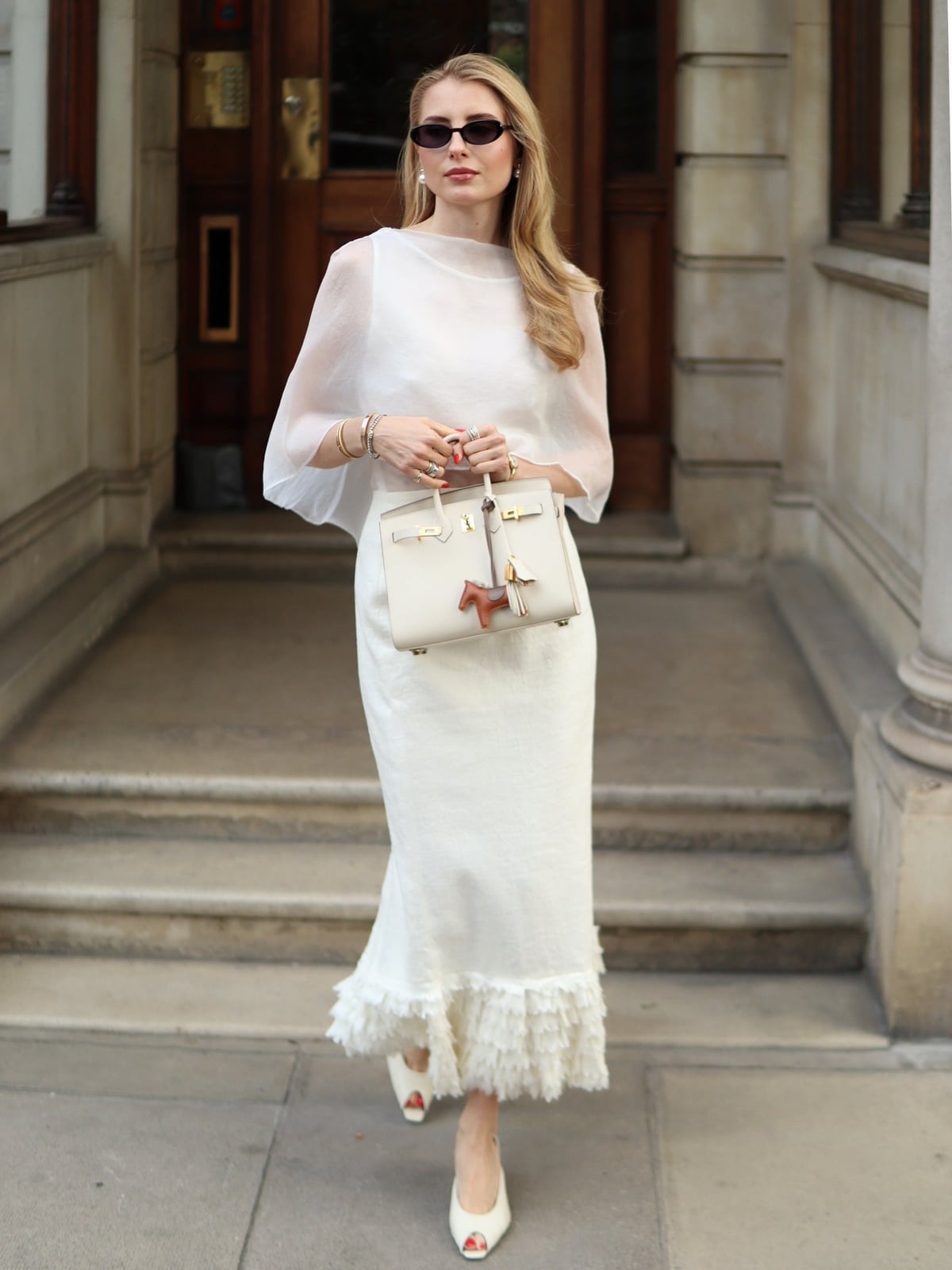 Elegant White Linen Skirt with Ruffled Hem Elegant White Linen Skirt with Ruffled Hem — Classy Long Skirt Outfits