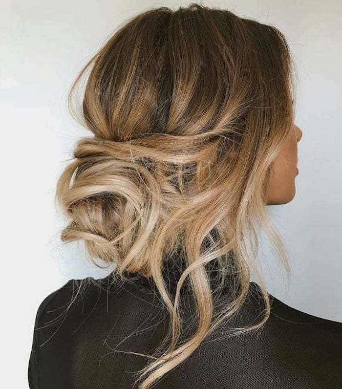 Loose Messy Updo With Blonde Balayage Loose Messy Updo With Blonde Balayage — Classy Loose Updo