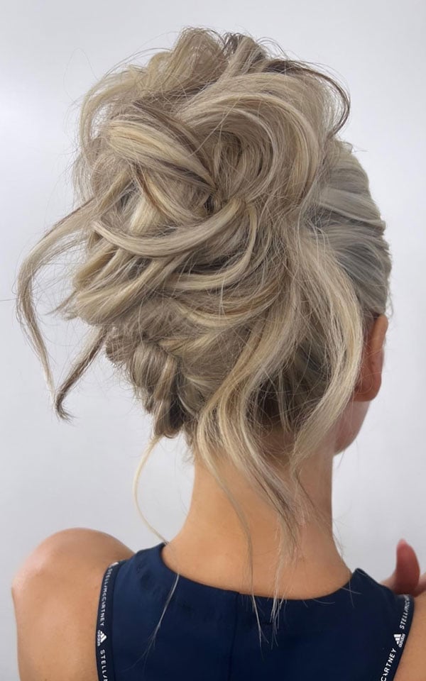 Ash Blonde Messy Updo With Braids Ash Blonde Messy Updo With Braids — Classy Loose Updo