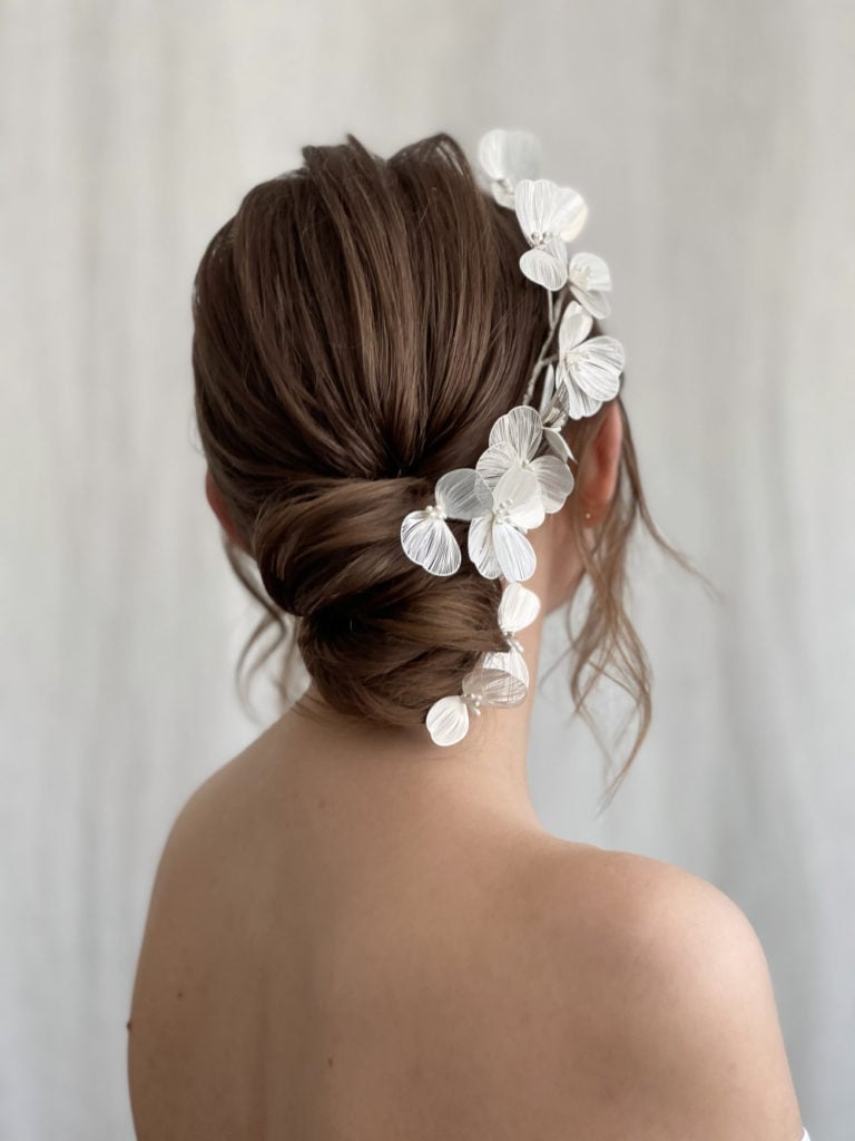 Medium Brown Sleek Low Bun Medium Brown Sleek Low Bun — Classy Low Bun Wedding Hair