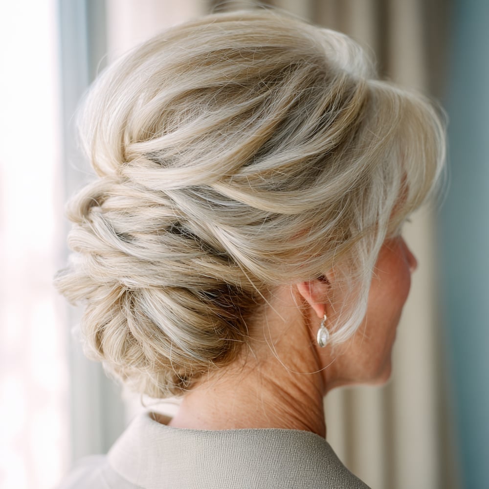 Ash Blonde Intricate Twisted Low Bun, Mid-Back Ash Blonde Intricate Twisted Low Bun, Mid-Back — Classy Low Bun Wedding Hair