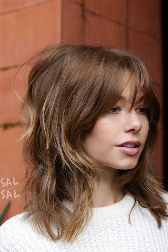 Collarbone Shag With Wispy Bangs, Wavy — Classy Low Maintenance Haircuts