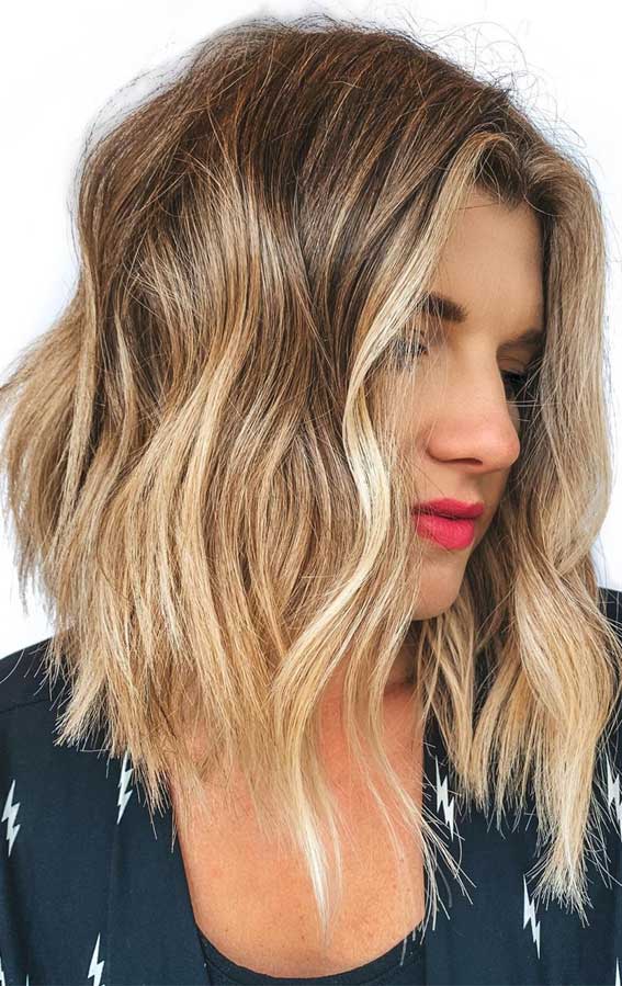 Collarbone Lob With Textured Waves, Wavy — Classy Low Maintenance Haircuts