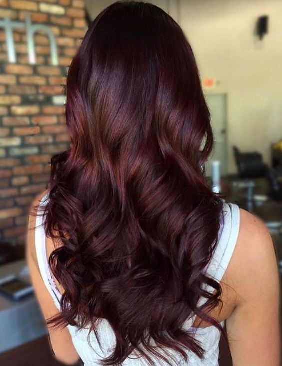 Deep Mahogany Mid-Back Waves With Red Undertones Deep Mahogany Mid-Back Waves With Red Undertones — Classy Mahogany Hair