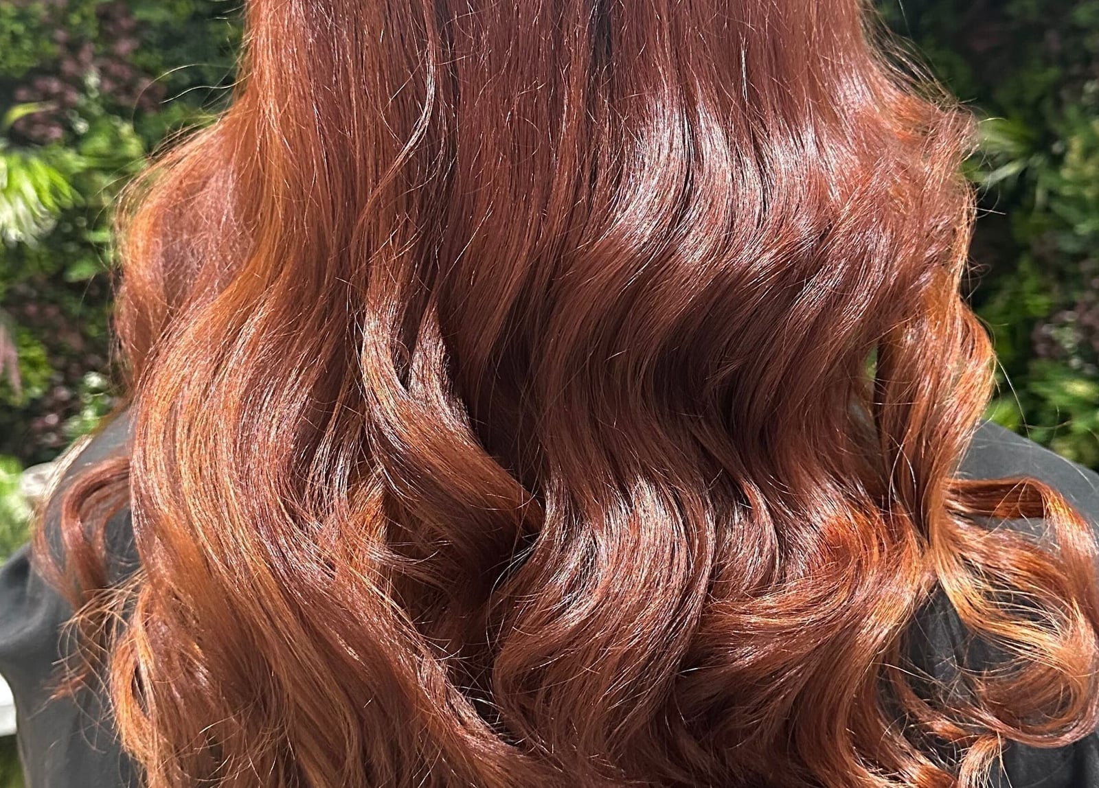 Mahogany Mid-Back Waves With Subtle Dimension, Wavy Mahogany Mid-Back Waves With Subtle Dimension, Wavy — Classy Mahogany Hair