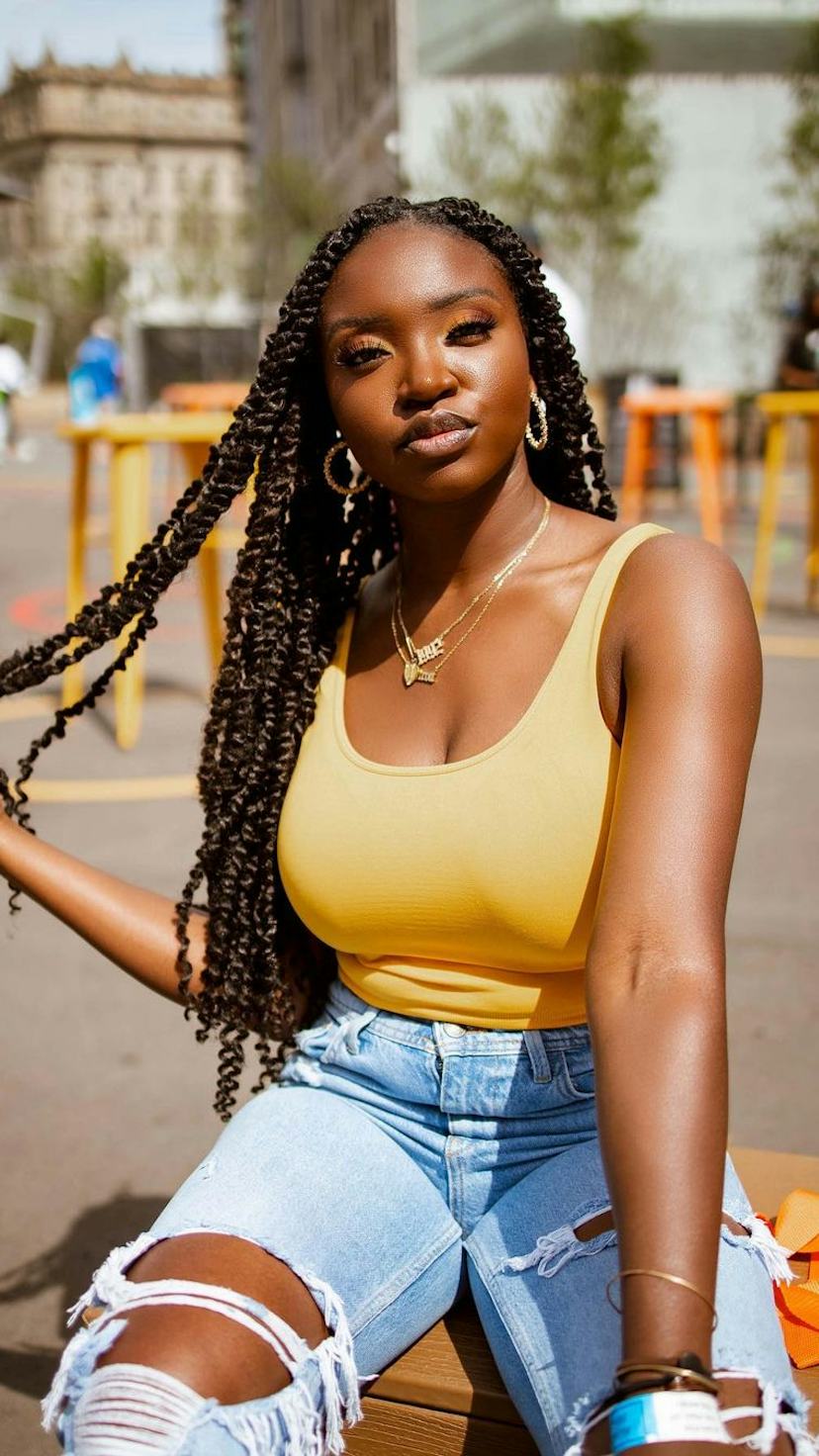 Dark Brown Twists With Curly Ends Dark Brown Twists With Curly Ends — Classy Marley Twists Hairstyles