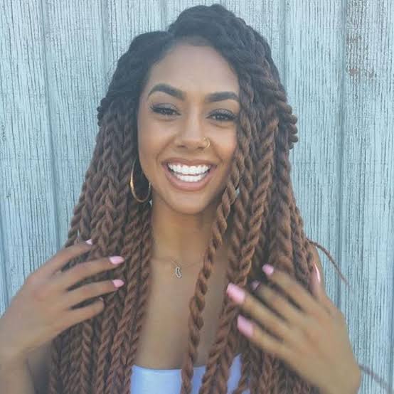 Medium Brown Jumbo Twists Loose Style Medium Brown Jumbo Twists Loose Style — Classy Marley Twists Hairstyles