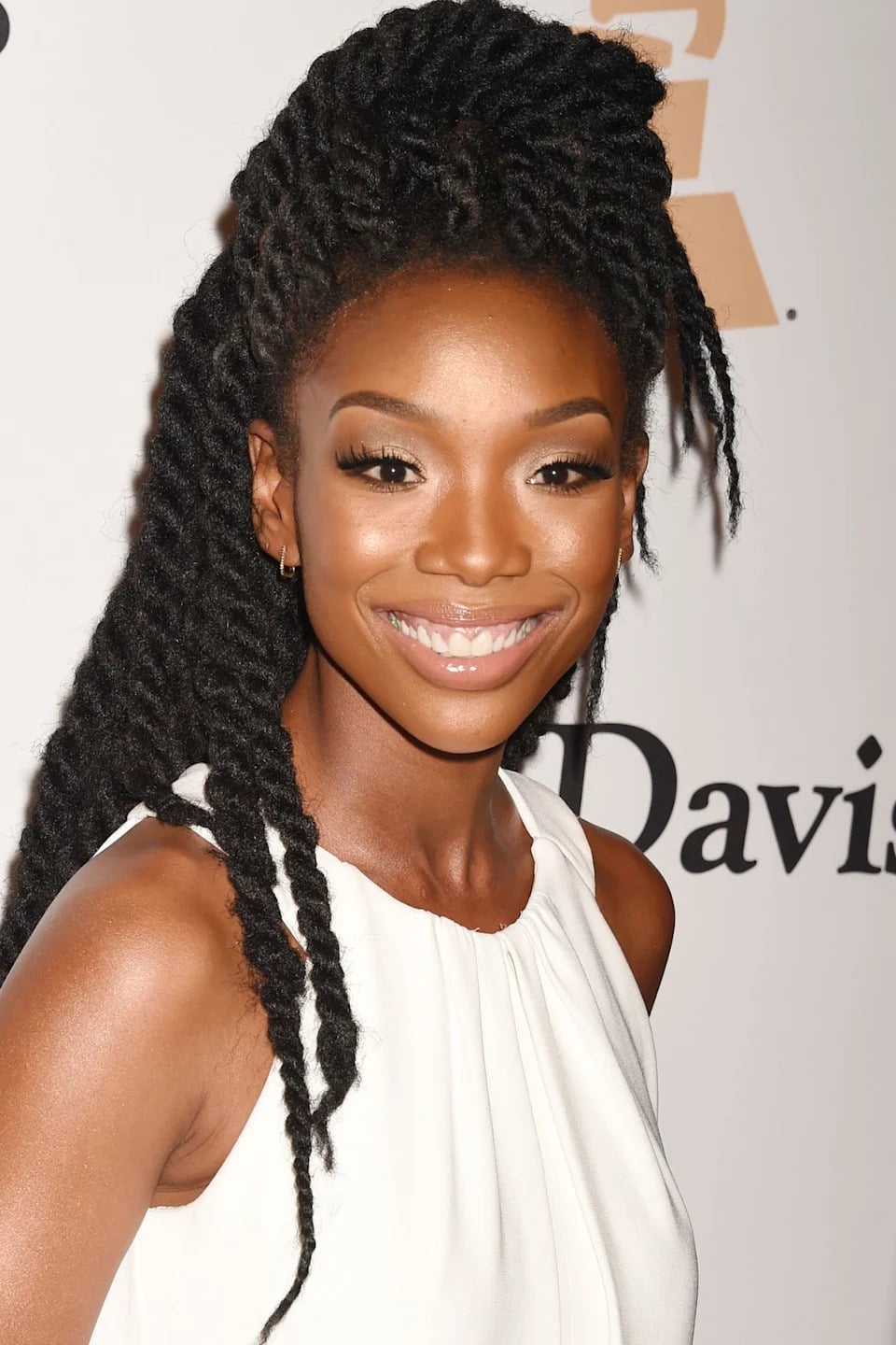 Black Twists With Subtle Brown Undertones Updo Black Twists With Subtle Brown Undertones Updo — Classy Marley Twists Hairstyles